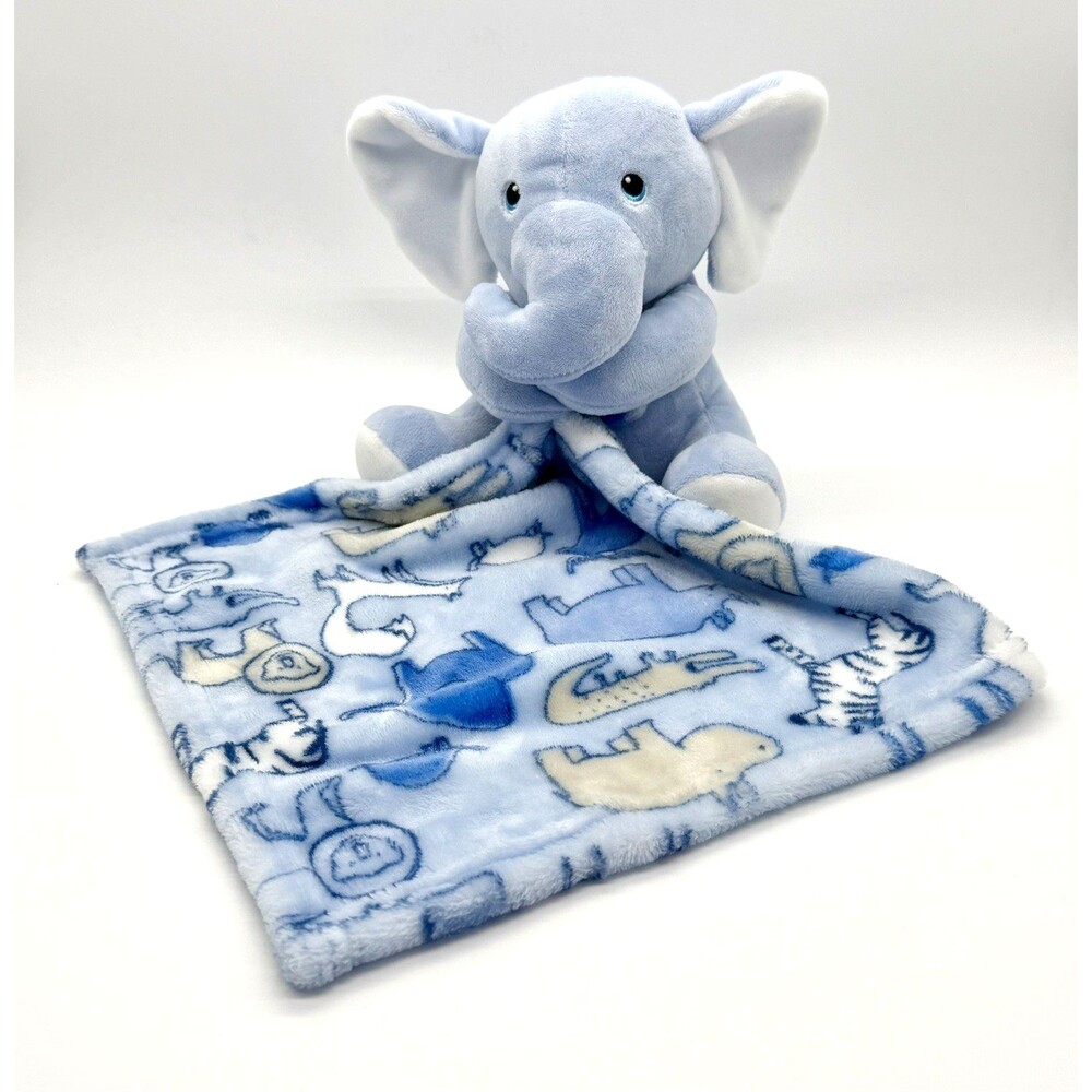 LITTLE BEGINNINGS Blue Elephant Plush Lovey With Security Blanket Zebra Lion NEW